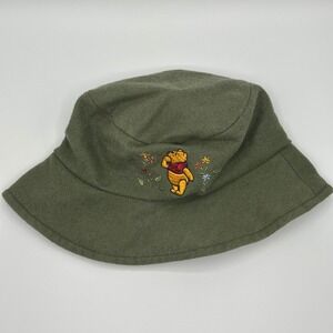 Disney Winnie The Pooh Bucket Hat Embroidered Flowers Green Size Large Kids Girl